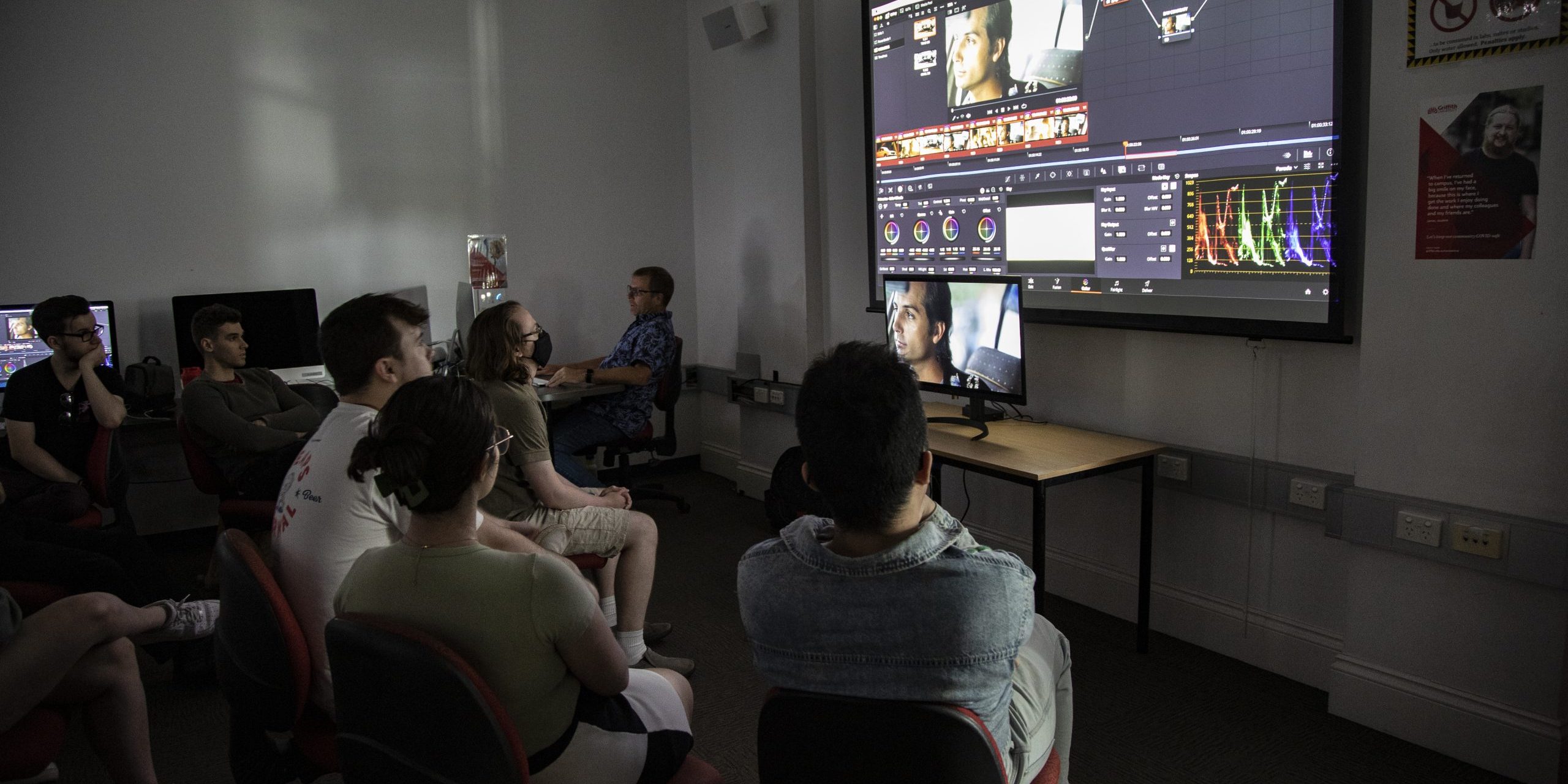 Color correction training session classroom.